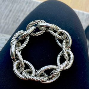Silver stretch bracelet resembles david yurman